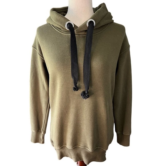 Dumanmis Fleece Lined HoodieSide Zipper Wide Drawstring Olive Green, size Small - Picture 1 of 10